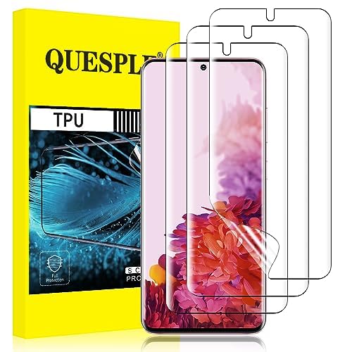 QUESPLE [3 Stück] TPU Schutzfolie für Samsung Galaxy S20 Plus Folie, Anti-Kratzen, HD Klar Blasenfreie Weich Samsung S20 Plus Bildschirm Schutz, Fingerabdruck-ID Unterstützen