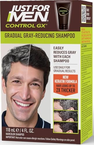 Just for Men Control GX Gray Reducing Shampoo, Keratin, 4 Fl Oz (1 Pack)