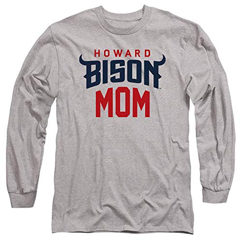 Howard University Official Mom Unisex Adult Long-Sleeve T Shirt,Athletic Heather, 3X-Large