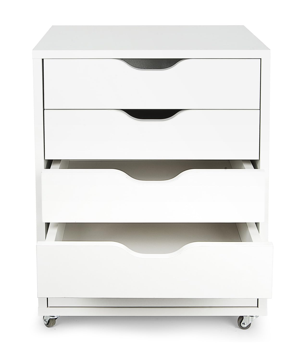 leomark Cajonera movil con Ruedas 5 cajones Mueble Oficina Escritorio almacenaje Documentos Accesorios Organizador despacho Estudio casa Robusto practico MDF Blanco Altura 64 cm Compacto Moderno