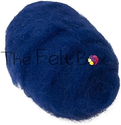 Carded Felting Batt - Royal Blue #89 - 100g (3.5oz) for Needle & Wet Felting - The Felt Box, Royal Blue (89), Small