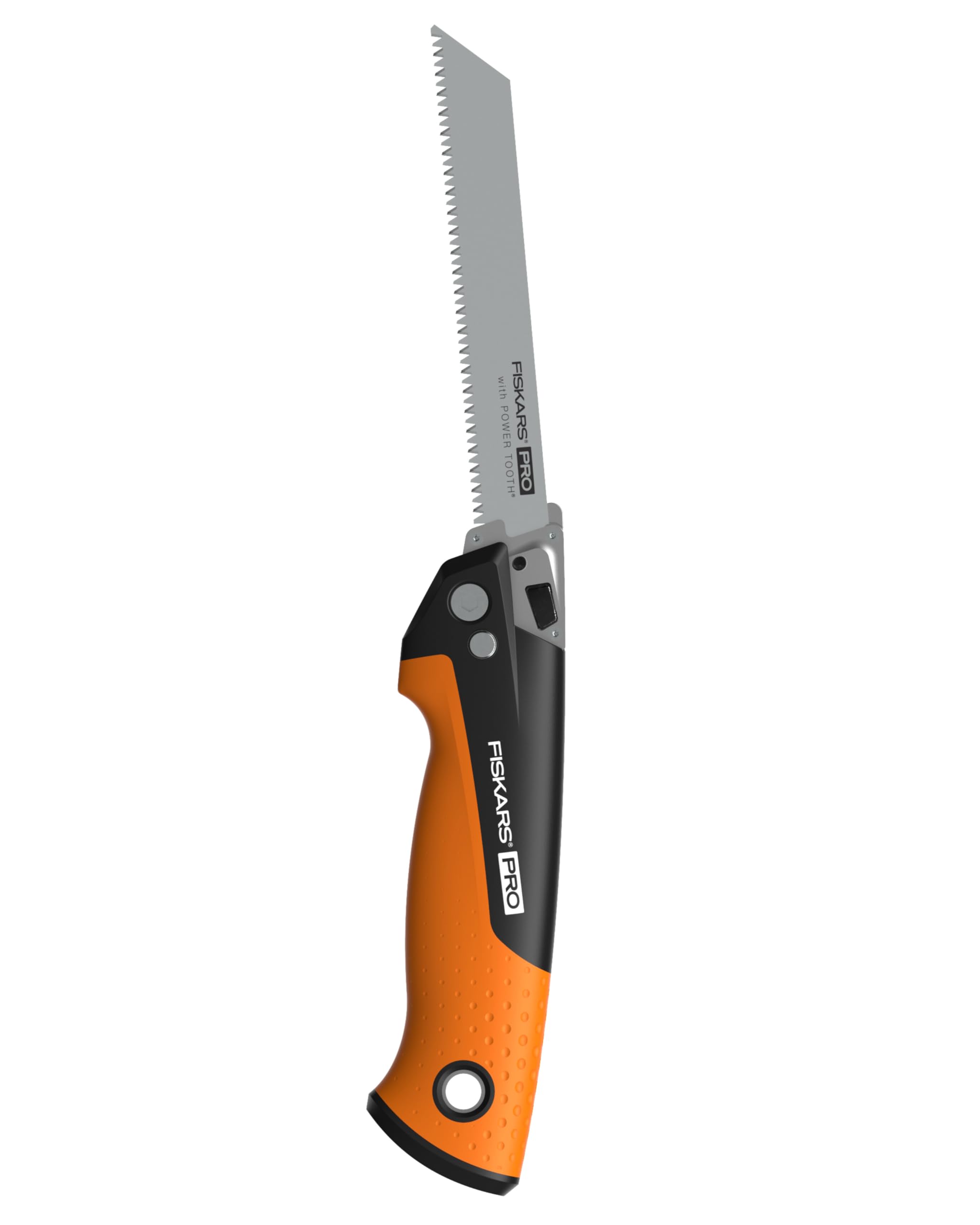 Fiskars Pro Scie pliante compacte, 2 lames de scie incluses, Longueur de la lame : 15 cm, 13 TPI et 24 TPI, Noir/orange, PowerTooth, 1062934