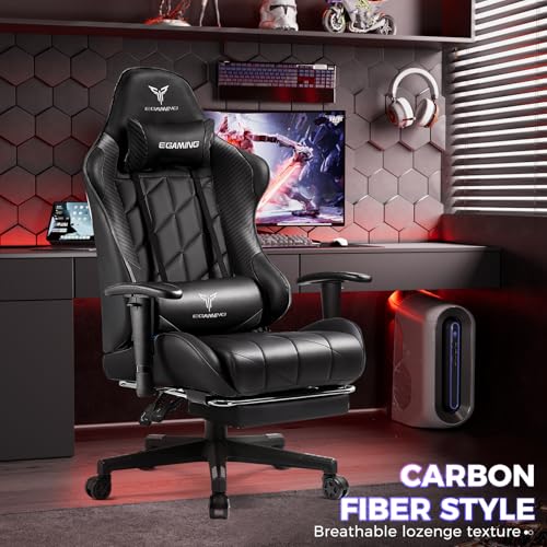 Gaming Chair with 3D Adjustable Armrests, Cow Print Design, Ergonomic Office Chair with High Back, Computer Chair with Footrest,Comfy Diamond Stitching Sest, Game Chair for Adults