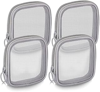 Weewooday 4 Pieces Mesh Makeup Bag Mesh Cosmetic Bag Travel Toiletry Bag Pouch with Zipper Mini Portable Makeup Cosmetic Travel Toiletry Purse Bag for Daily Toiletries Accessories (Gray)