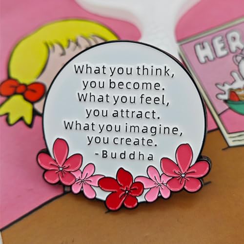 Image of Buddha Quote Enamel Pin, Inspirational Zen Phrase, Lapel Pin for Backpacks Hat Jackets Badge