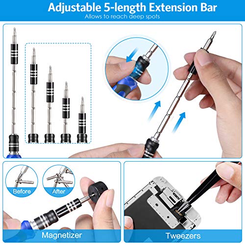 ORIA Precision Screwdriver Set (Newest) 106 in 1 with 102 Bits Magnetic Torx Screwdriver kit with Case Professional Repair Tool with Magnetizer for Electronics PC iPhone iPad Watch Jewelers Blue