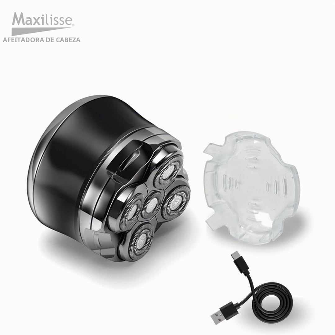 MAXILISSE Head Shaver – Afeitadora Eléctrica para Cabeza Hombre 5 Cabezales Flotantes | Máquina de Afeitar Recargable, Inalámbrica, Ergonómica, Cuchillas de Acero Inoxidable