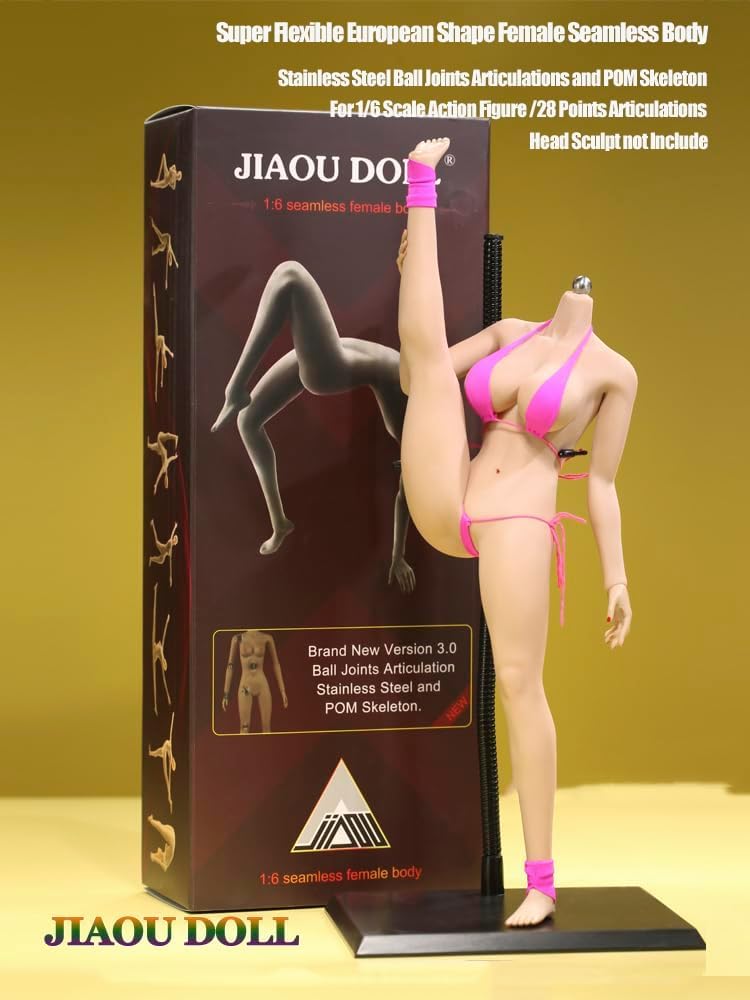 AMITD Cuerpo de figura de acción sin costuras de 1/6 pulgadas, marco europeo, busto medio, muy flexible, pie fijo, sin esculpir la cabeza (piel pala)