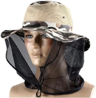 Collapsible Outdoor Hooded Hat with Bug Proof Mesh (Brown Camouflage)