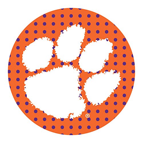 Clemson Tigers Collegiate 4 Inch Round Trendy Polka Dot Magnet Officially Licensed Collegiate Product
