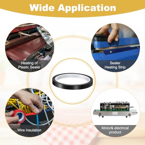 Image of PATIKIL High Temperature PTFE Tape 3 /8 Inch x 33 Feet, PTFE Coated Fiberglass Adhesive Tape for Vacuum Sealer Machines Hand-Impulse Sealers Insulation, Black