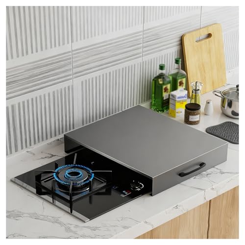 Gas Cooker Covers Tops Rectangle Countertop Cover Board with Anti Slip Feet for Electric, Preparation Areas, Kitchen Countertops, Easy to Clean(Grey,L15.75xW19.69xH3.54IN)