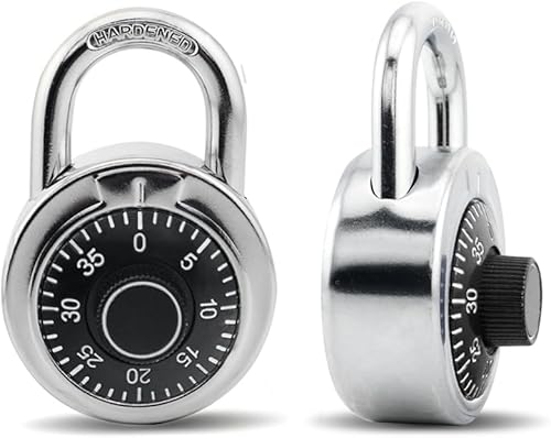 ZonRo Candado de combinación de cerraduras, candado de combinación de esfera fija, paquete de 1, 2 pulgadas de ancho, tocadiscos negros, cerradura