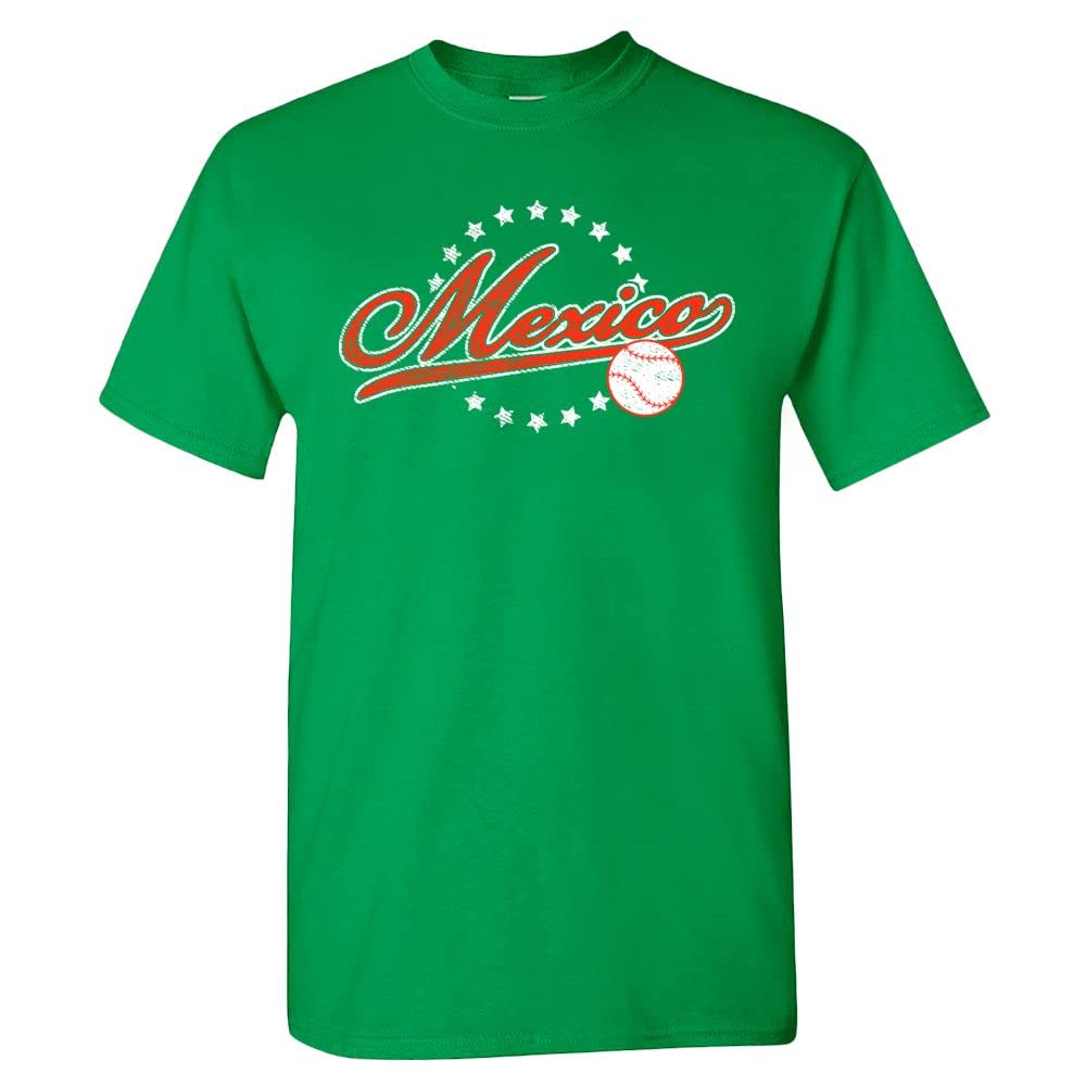 Mexico Baseball Men's Vintage Fan T-Shirt (Green Shirt, M)