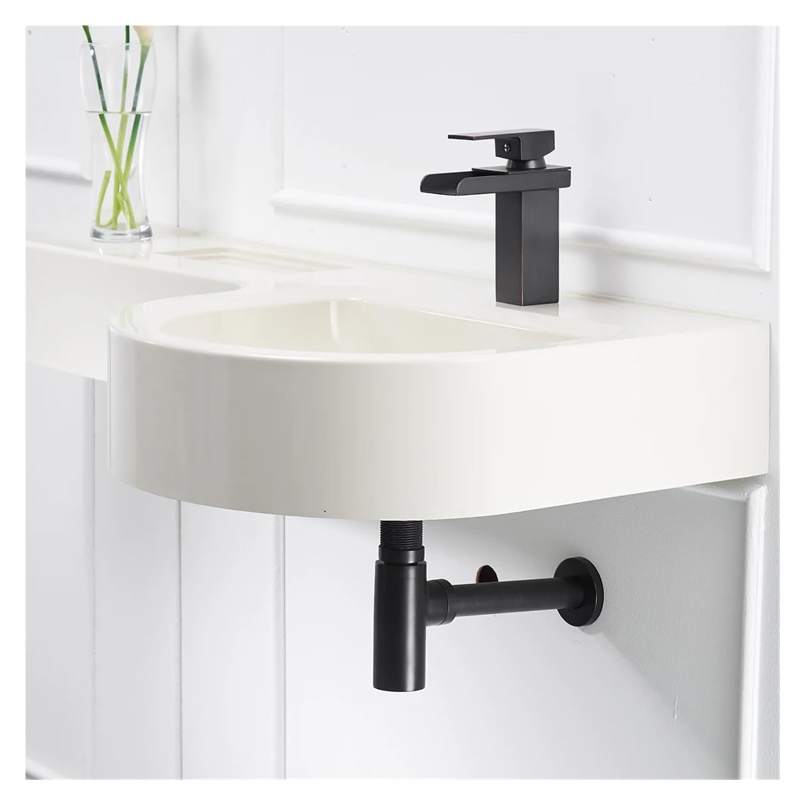 Lavabo sifónico Bottle Trap Brass Siphon Oil Rubbed P-TRAP Bathroom Vanity Basin Pipe Waste With Pop Up Drain(Black A)