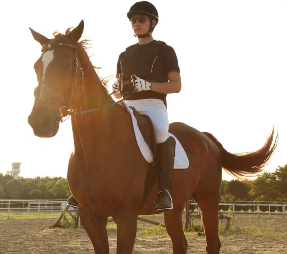 Men's Full Seat Breeches Equestrian Horse Riding Pants for Men Horse Back Stretch Show Pants Black White Accessories