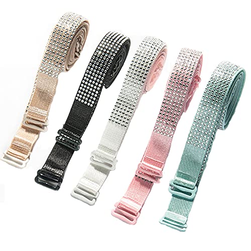 Women Sexy Invisiable Rhinestones Bra Shoulder Strap Non-Slip Adjustable Accessories Ladies Lingerie Bra Straps 3Pairs / Pack
