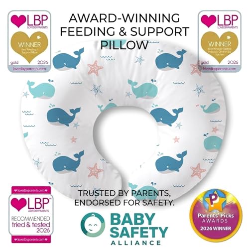 Image of Plushii Nursing Pillow for Breastfeeding, Soft and Supportive Breastfeeding Pillow for Mom and Baby, Cute Feeding Pillow with Removable Cover for 0-12 Months, Whale