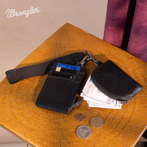 Image of Wrangler Keychain Wristlet Wallets for Women Western Dual Pouch Wristlet Credit Card Holder Wallet