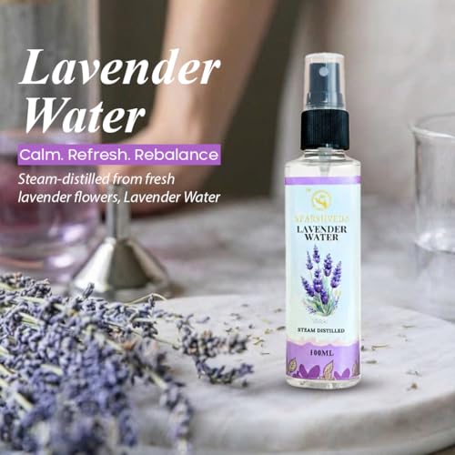 Image of Lavender Water - 100 % Pure, Calming Face & Body Toner Mist - Ayurvedic Steam-Distilled For Oil-Control, Acne-Control, Skin Hydration 100 ML