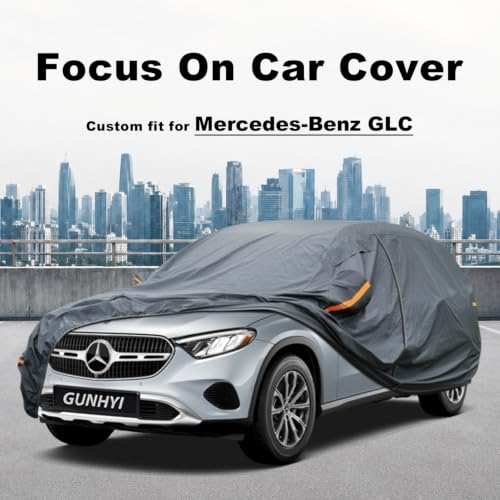 Image of GUNHYI Premium Car Cover Custom Fit Mercedes-Benz GLC 300 350e (2016-2026), 16 Layers Heavy Duty Car Cover Waterproof All Weather with Zipper Door for Sun Rain Snow Dust Uv Protection