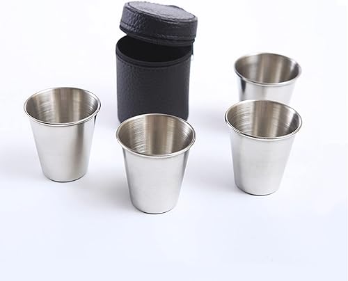 Miniatura 3 de Baosentek Vasos portátiles para beber, tazas de espresso, paquete de 4 unidades de acero inoxidable de 5 onzas, irrompibles, apilables, de metal,