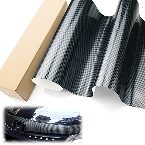 2D High Gloss Glossy Black Carbon Fiber Vinyl Wrap Sticker Decal Film Sheet - 4