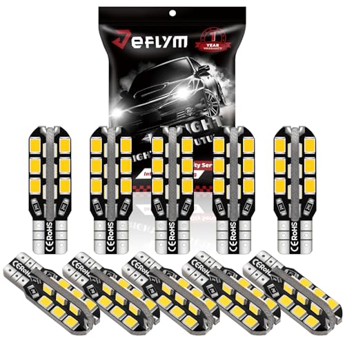 JEFLYM 921 C921 922 RV LED Bulbs,Super Bright Warm White 2835 24SMD LED Replacement 12VDC 194 168 175 RV Camper Trailer Boat Trunk Interior Dome Map License Lights(10pcs)
