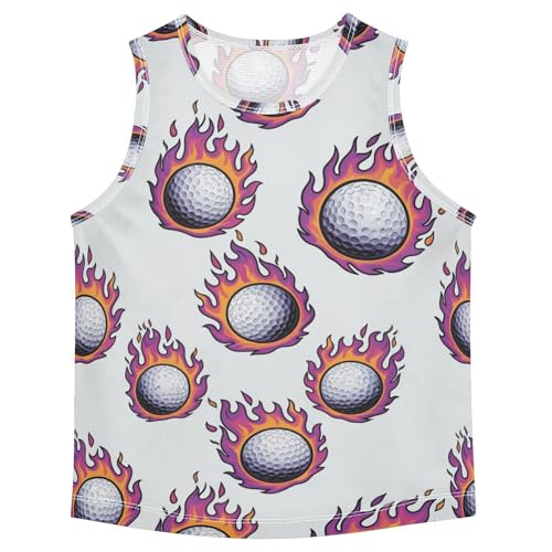 J JOYSAY Golf Flame White Boys Tank Top Sleeveless Muscle Shirts Quick Dry Sport Workout Active Kids T-Shirts 3-15T