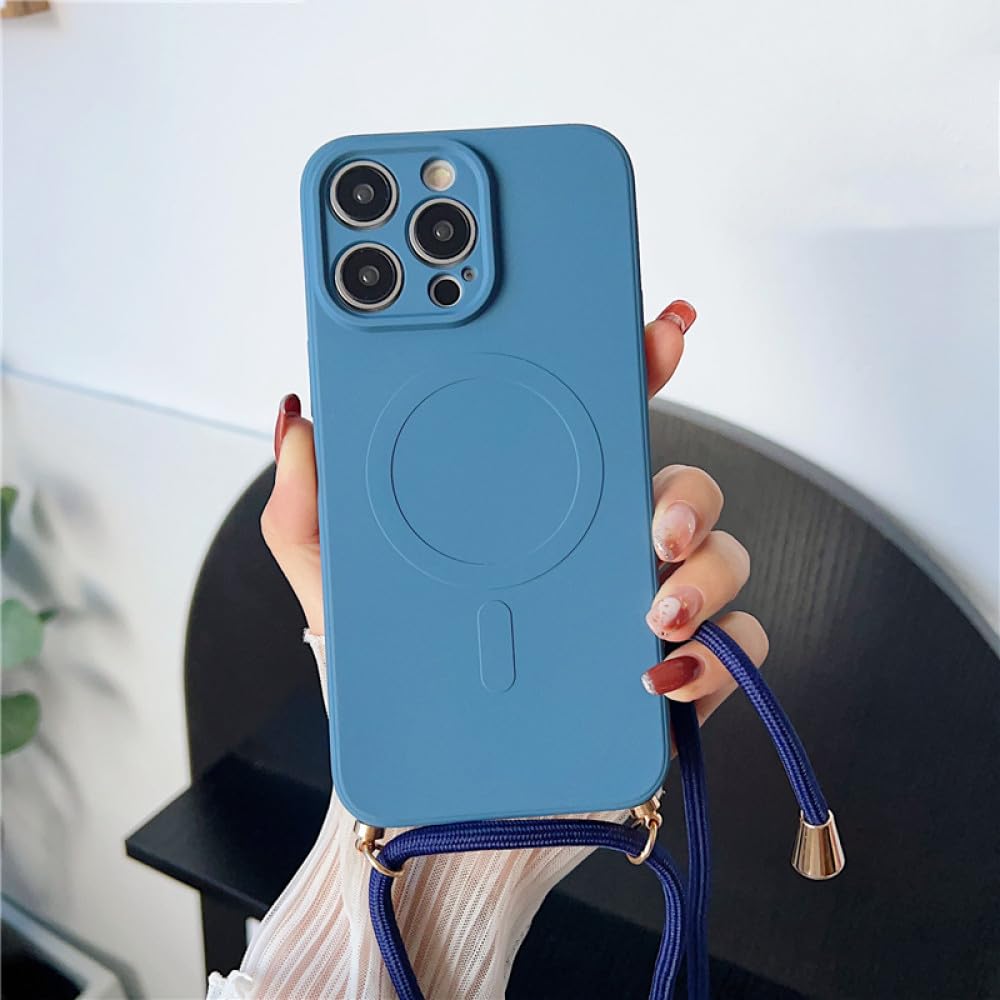 Housse charge sans fil iPhone 12 Pro LVTFCO silicone premium bleu - 7