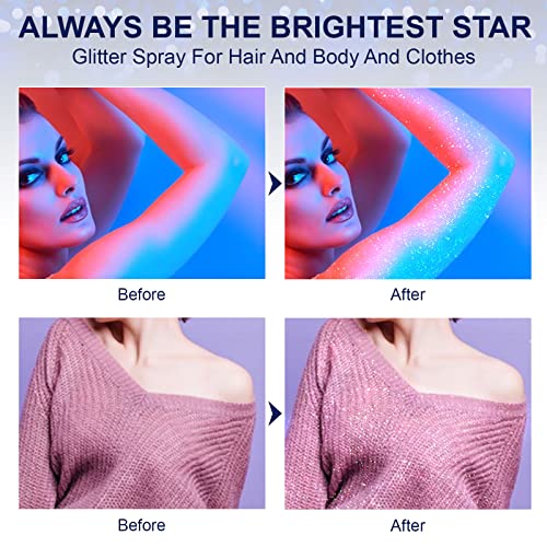 Hair Glitter Spray, Spray Body Glitter, Shiny Glitter Spray For Skin, Face, Hair And Clothing, Body Shiny Glitter For Prom, Festival Rave, Stage Makeup #TOP2