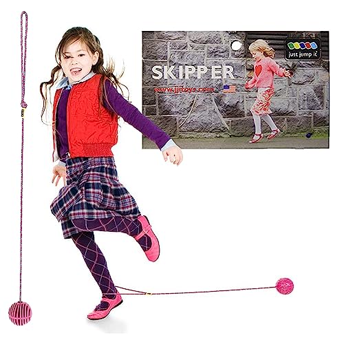 Just Jump It Ankle Skip Ball Foldable Wheel Skip It Jump Rope for Kids Exercise Equipment and Agility Toy - Pink