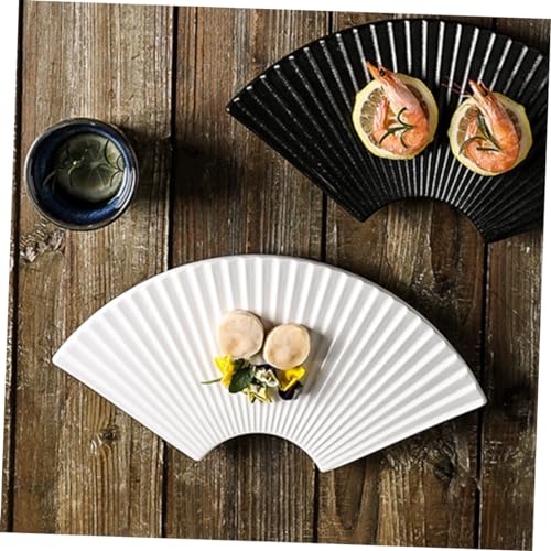 Plato de cerámica estilo japonés forma abanico miniatura 6