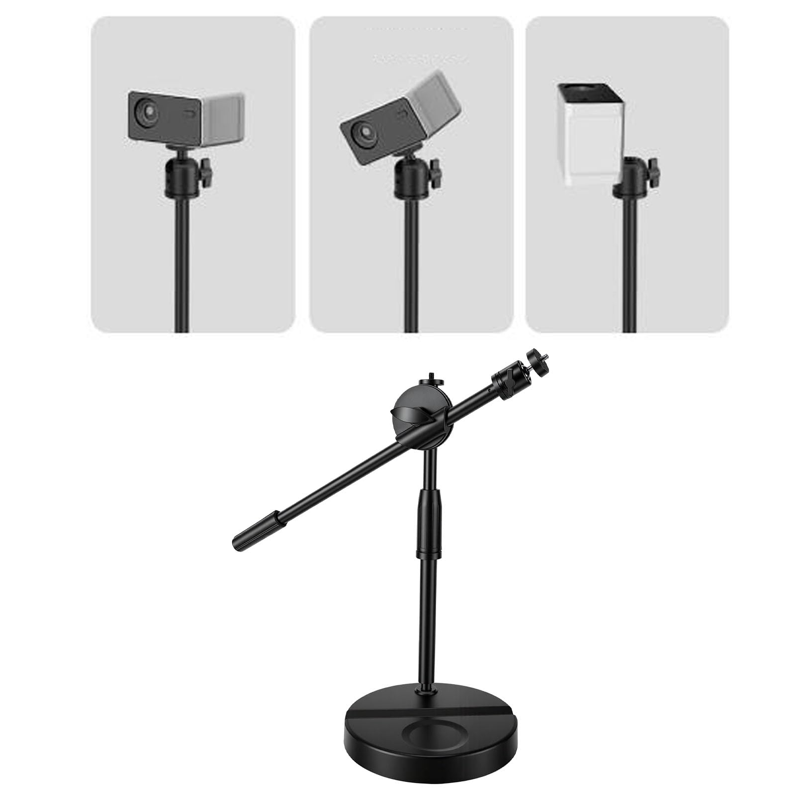 ASHATA Supporto per Proiettore da Tavolo Girevole a 360 Gradi in ABS con | Per Sale Conferenze Domestiche, Mini Proiettore, Fotocamera, Webcam, Anello Luminoso, Base Antiscivolo, Angolo Regolabile,