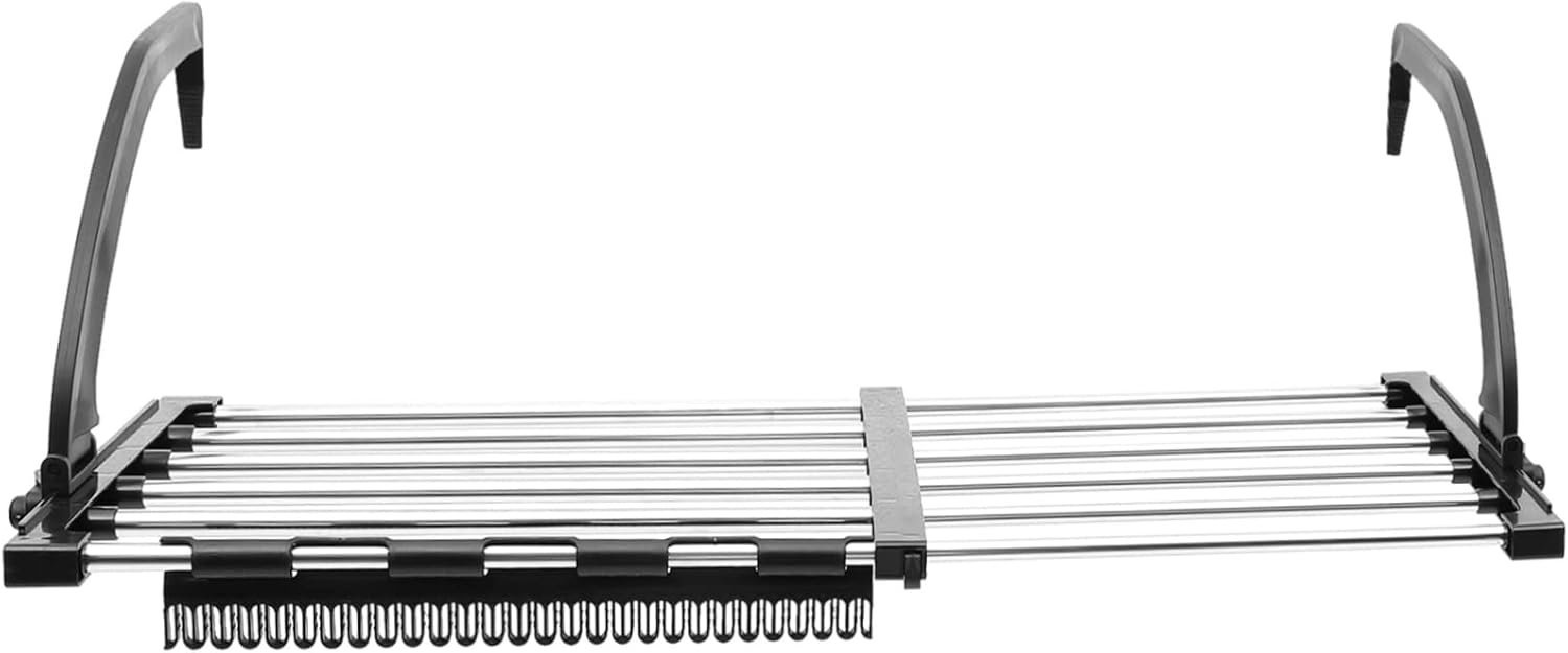 VALICLUD Foldable Stainless Steel Hanging Drying Rack for Balcony Expandable Clothes Hanger with Sock Clips and Windproof Buckles Frame for Towels Undergarments Socks and Lightweight