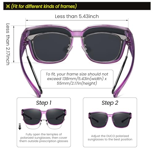Image of DUCO Fit Over Sunglasses for Men Women Wear Over Glasses Retro Wrap Around Polarized Sun Glasses UV400 Protection DC8981