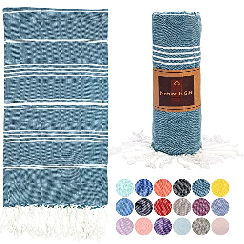Beach Towel 100% Cotton Turkish Beach Towel Adult 38x70 Inch Pre-washed Absorbent Extra Large|Sand Free Quick Dry BathTowels|Lightweight Blanket|Travel Cruise Camping Spa Gym Yoga Towel|Ocean Depths