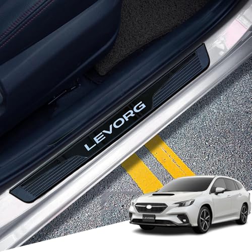 Hearsheng 適合スバル 新型レヴォーグ VNH VN5 VN系(2020年10月~)ABS+ステンレス材質パーツ サイドステップ 外側 スカッフプレート 外装カスタムパーツ アクセサリーキズ防止防塵 滑り止め付き 取り付け簡単 車種専用設計4 pc