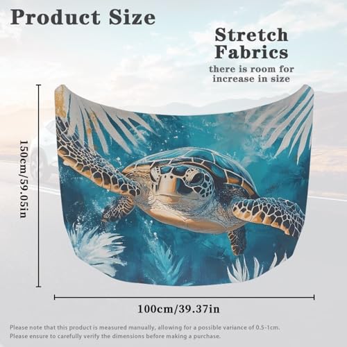 Image of Sea Turtle Print Car Hood Cover, Elastic Polyester Car Hood Protector Auto Hood Flag Waterproof Auto Exterior Accessories for Sedans SUV Pickup Trucks Jeeps