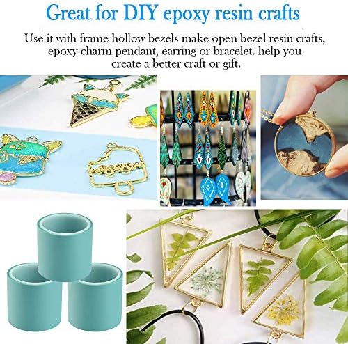 3 Roll Seamless Sticky Traceless Epoxy Tape 5m DIY Craft Tape UV High Adhesive Resin Paper TapeJewellery DIY Tape For Metal Hollow Frame Bezels Bottom Pendant Resin Jewelry Making Tools Green