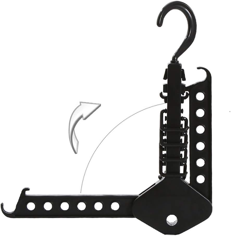 3pcs Folding Hangers with Rotatable Hook, 13 Holes, PP Black