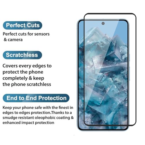 Image of POPIO Tempered Glass Screen Protector Compatible For Google Pixel 8 Pro Cellphone (Black) With Edge To Edge Coverage And Easy Installation Kit