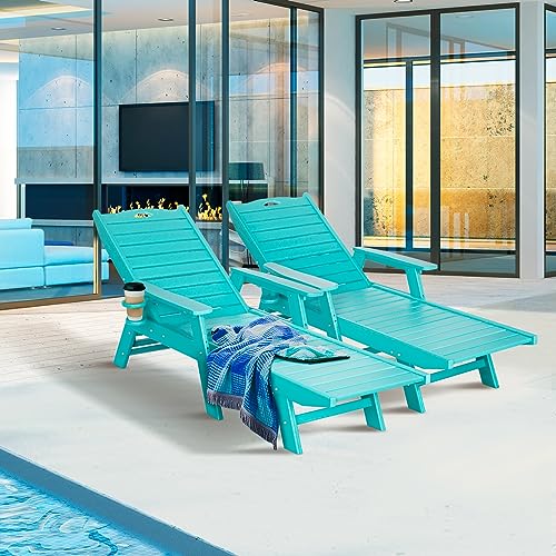 nalone-Chaise-Lounge-Set-of-2-Outdoor-with-5-Position-Adjustable-Backrest-HDPE-Lounge-Chair-for-Outside-Supports-Up-to-400-LBS-Pool-Lounge-Chairs-for-Patio-Poolside-Deck-Beach-Backyard-Aruba nalone Chaise Lounge Set of 2 Outdoor with 5 Position Adjustable Backrest HDPE Lounge Chair for Outside Supports Up to 400 LBS Pool Lounge Chairs for Patio Poolside Deck Beach Backyard Aruba