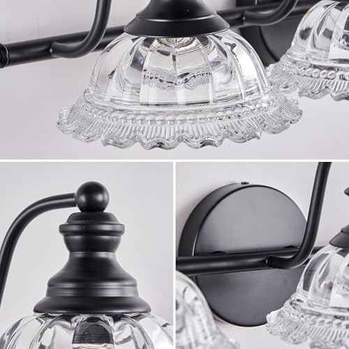 Image of XIEDUN Black Bathroom 29.7 inch Vanity Light Farmhouse Vanity Lights Vanity Lighting Fixtures