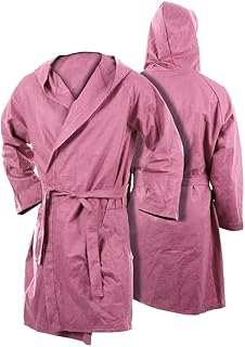 Albornoz de microfibra para niños, de color liso, con capucha, cinturón y bolsillos, 4-6, color rosa