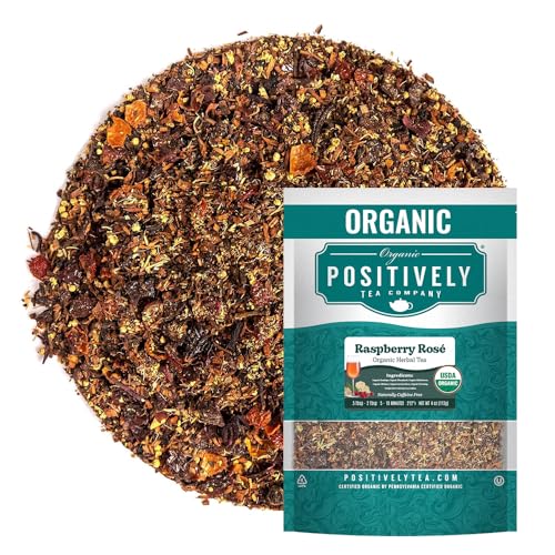 Image of Organic Positively Tea Company, Raspberry Rose, Herbal Tea, Loose Leaf, 4 Ounce