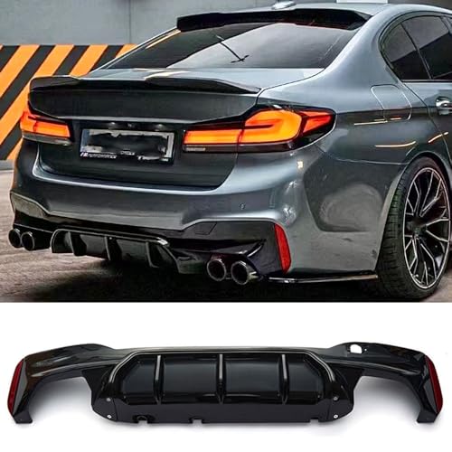 Rear Bumper Diffuser Splitter Spoiler for BMW 5 Series G30 G31 G38 2017-2023 M Sport M5 Style (Gloss Black)