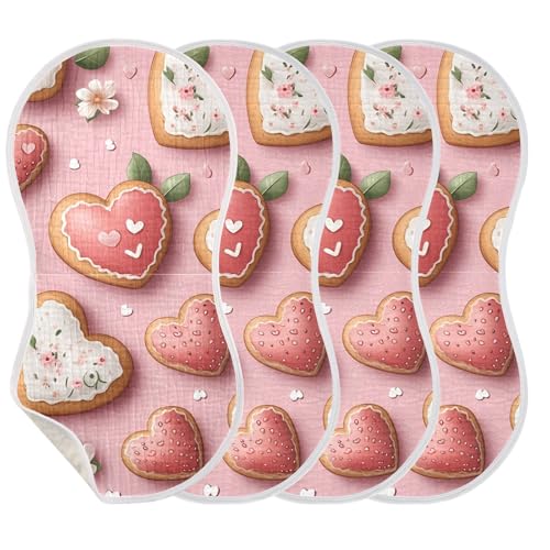 1 Pack Heart Shaped Cookies Muslin Burp Cloths Cotton Absorbent Baby Burping Rags for Boys Girls Soft Newborn Burp Bibs, 22 x 11 Inch3