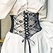 BODIY Women Lace Corset Belts Elastic Cinch Belt Tied Waspie Wide Waist Bustiers for Dress (Black)