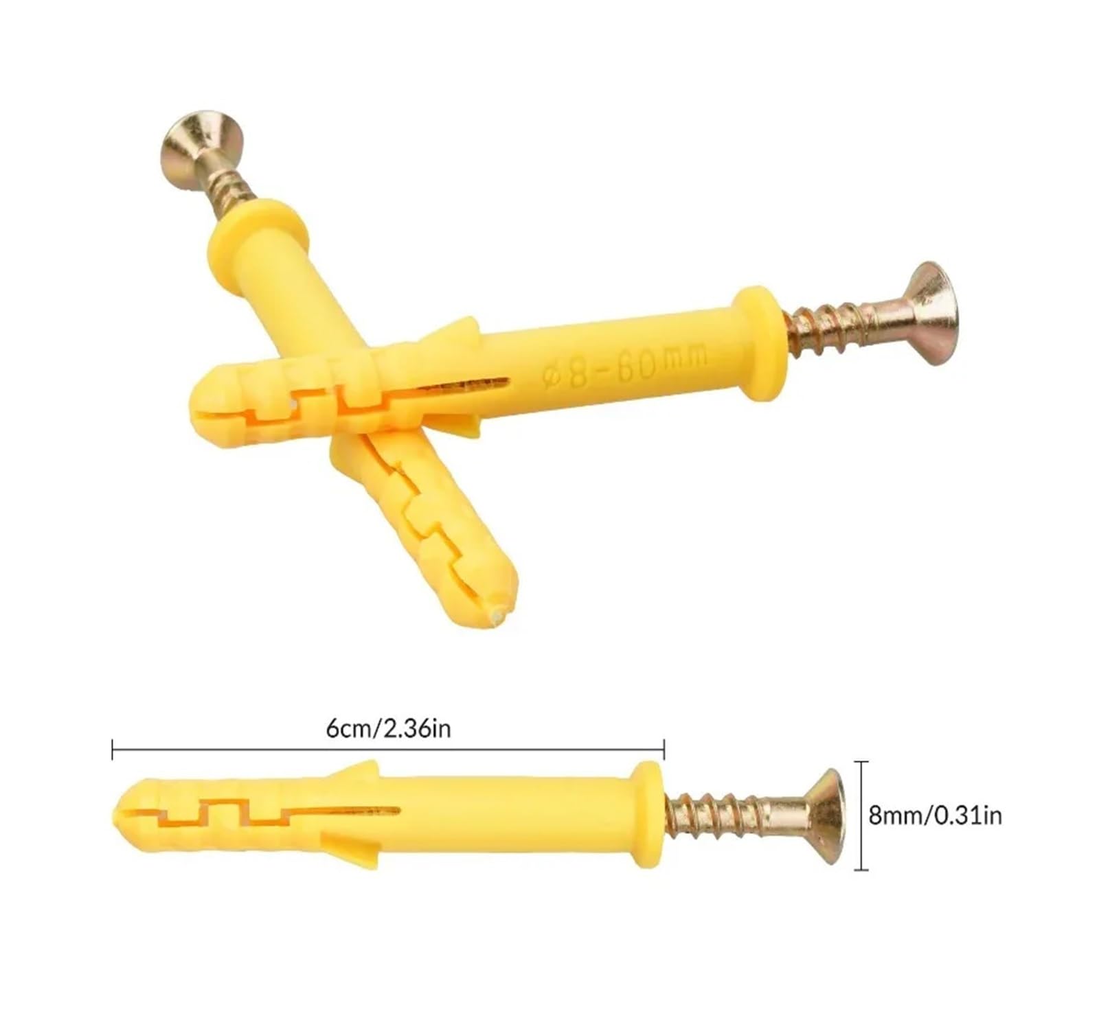 Set da 50/100 viti autofilettanti for tubi di espansione in metallo, tasselli for bulloni di ancoraggio for pareti in calcestruzzo, viti, elementi di fissaggio(100Sets,M6x40)